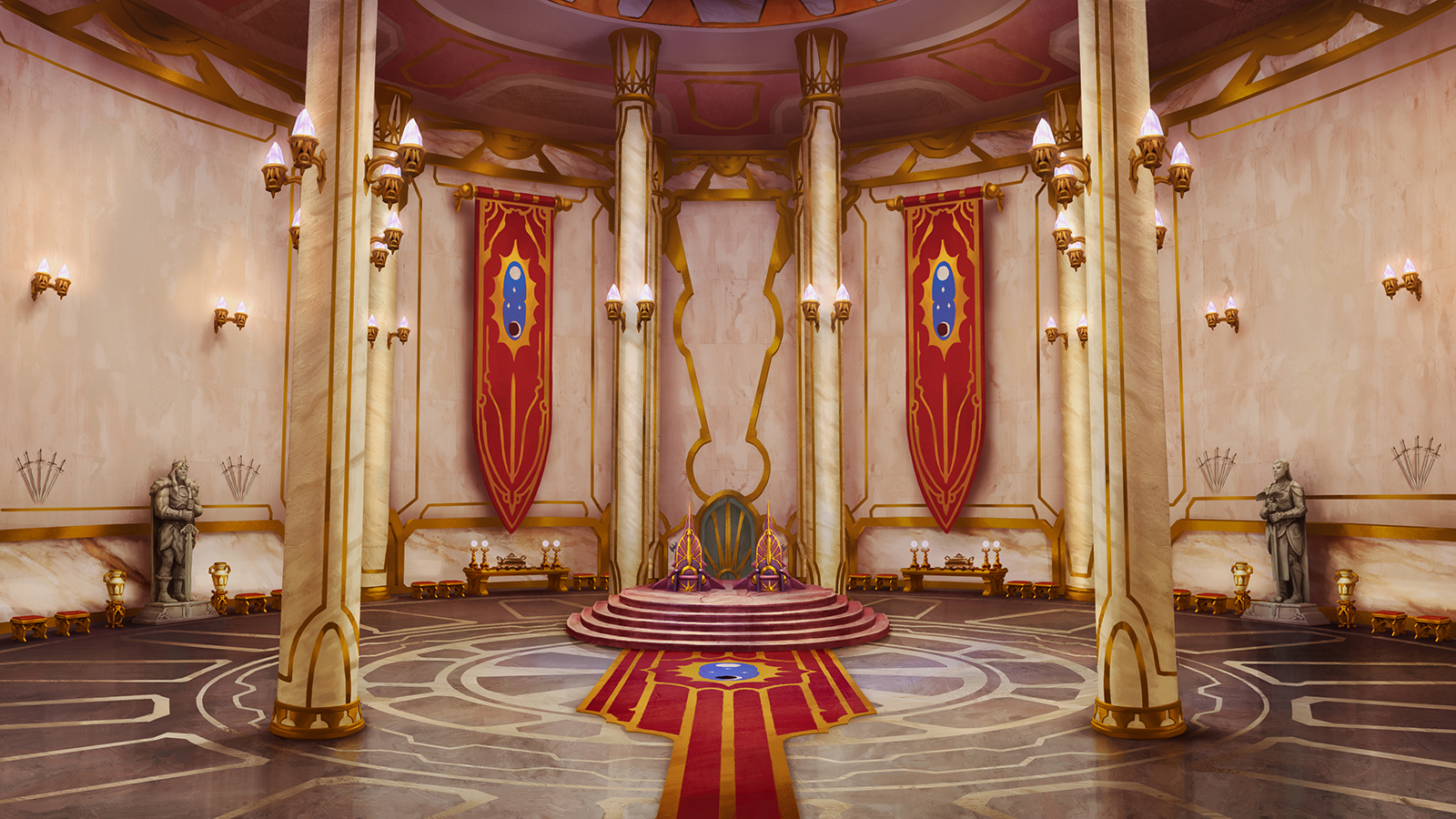 More gorgeous Masters of the Universe: Revelation background art of Castle Grayskull and Eternos Palace.