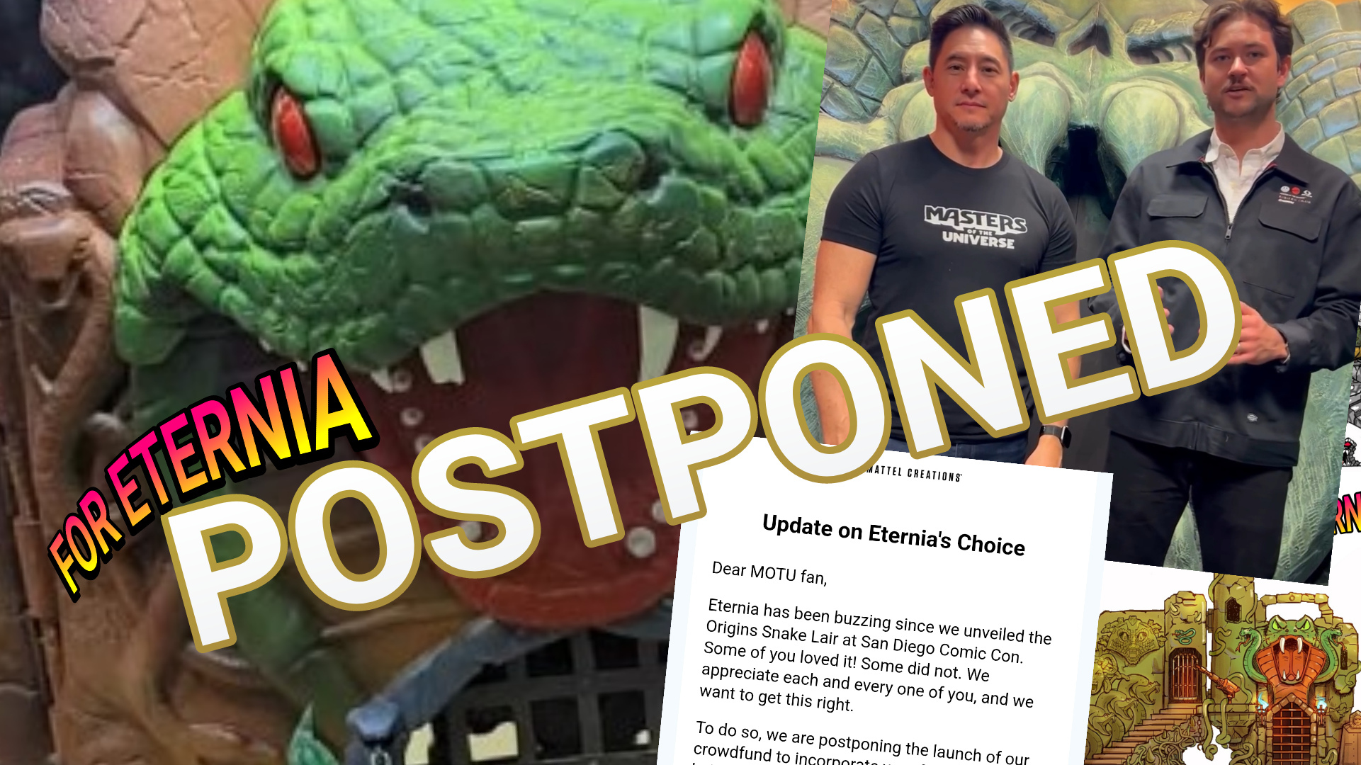 SNAKE LAIR POSTPONED! Mattel halts the crowdfund launch of the ”Eternia’s Choice” Playset